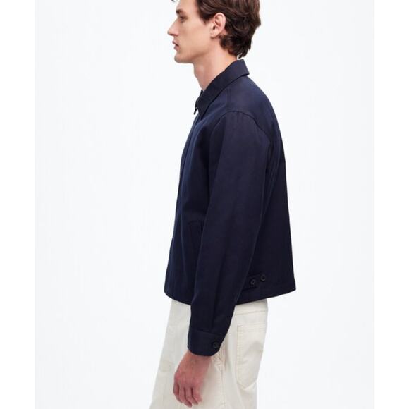 NWT Madewell Zip-Front Jacket in Italian Cotton-Linen Blend In Dark Navy Size S - Picture 2 of 10